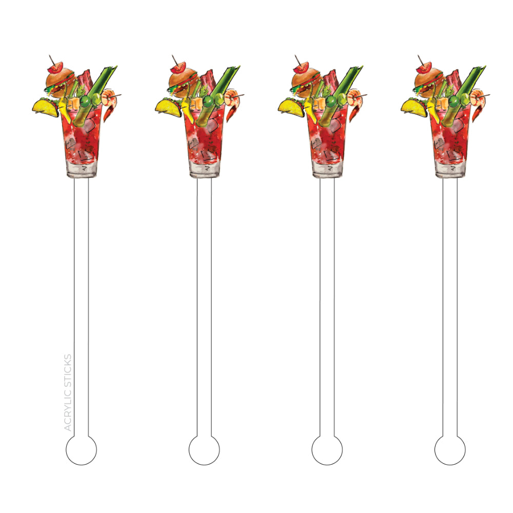 Bloody Mary Acrylic Stir Sticks- Set of 4