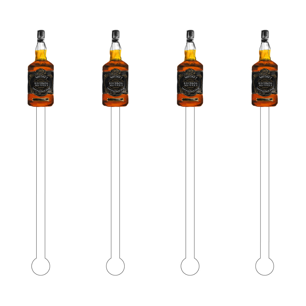 Bourbon Whiskey Acrylic Stir Sticks- Set of 4
