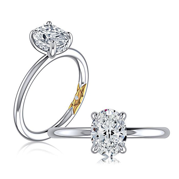 A.Jaffe Engagement Rings Classic Four Prong Solitaire Oval Diamond Engagement Ring with Hidden Halo MECOV2957L/157B