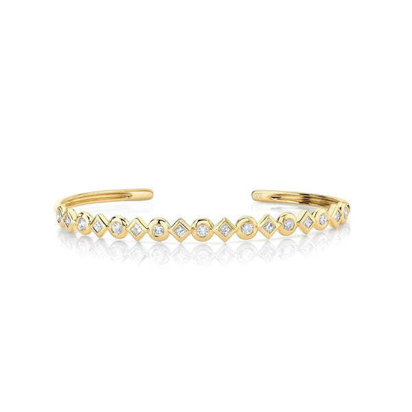 Bezel Mixed Shape Cuff Bracelet BR419