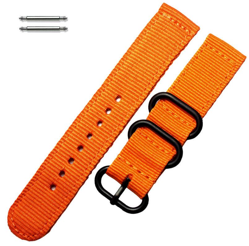 Michele Compatible Orange Nylon Watch Band Strap Belt Army Military Ballistic Black Buckle #6038