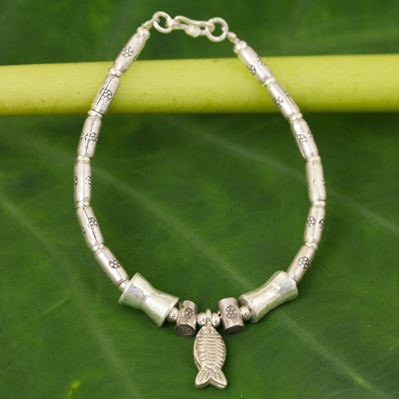 950 silver dangling bracelet, "Teach Me to Fish"