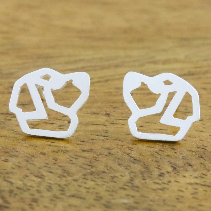 Handmade 925 Sterling Silver St. Bernard Dog Stud Earrings, "St. Bernard"