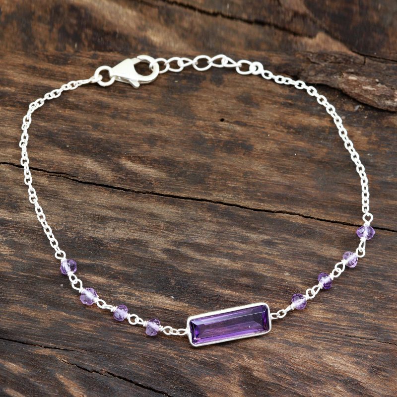 3.5-Carat Amethyst Pendant Bracelet from India, "Magical Prism"