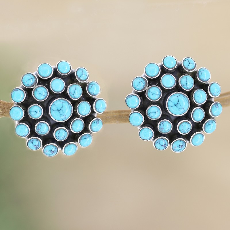 p415123_2_800.jpg Hand Crafted Sterling Silver Drop Earrings, "Floral Burst"