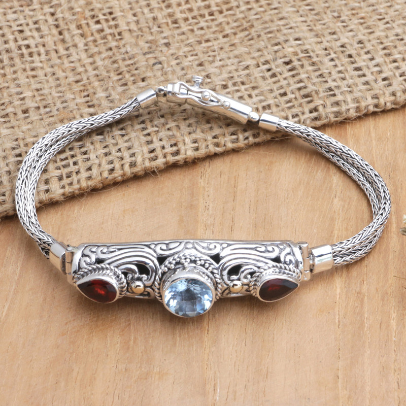 18k Gold-Accented Pendant Bracelet with Faceted Gems, "Loyal Passion"