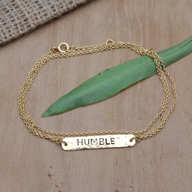 18k Gold-Plated Wrap Pendant Bracelet Crafted in Bali, "Humble Golden"