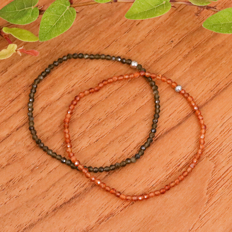 2 Thai-Made Moonstone Chalcedony Beaded Stretch Bracelets, "Double Vibrancy"