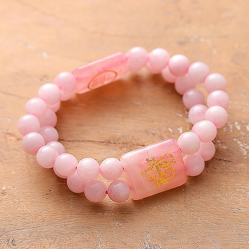 Zibu-Themed Birthstone Rose Quartz Beaded Pendant Bracelet, "Whispers of Romance"