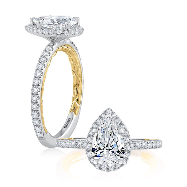 A.Jaffe Engagement Rings Classic Two Tone Halo Pear Cut Diamond Engagement Ring MECPS2332Q/145