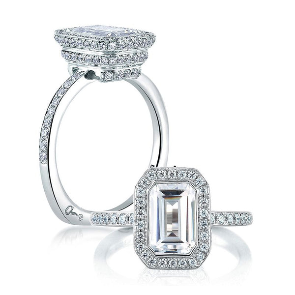 A.Jaffe Engagement Rings Emerald Three Level Halo Engagement Ring MES493/213