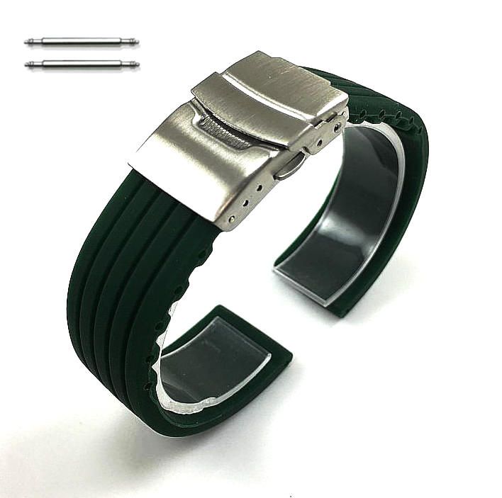 Skagen Compatible Green Silicone Replacement Watch Band Strap Double Locking Clasp #4432