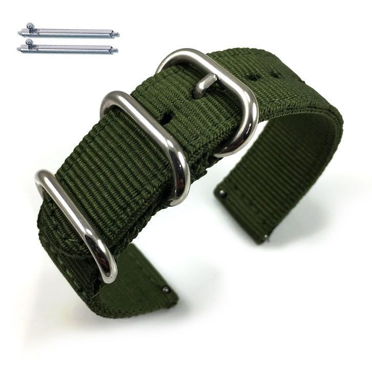 Victorinox Swiss Army Compatible Green Nylon Watch Band Strap Belt Army Military Ballistic Silver Buckle #6033