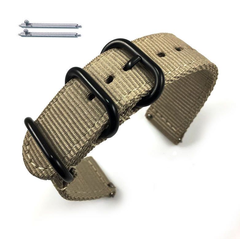 Victorinox Swiss Army Compatible Khaki Nylon Watch Band Strap Belt Army Military Ballistic Black Buckle #6040