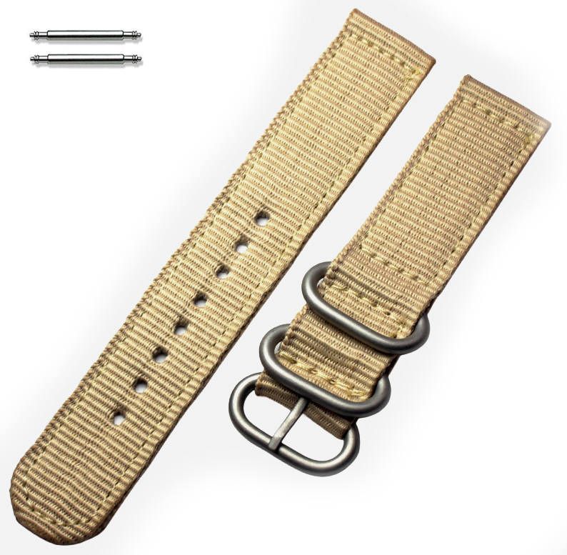 Victorinox Swiss Army Compatible Khaki Nylon Watch Band Strap Belt Army Military Ballistic Silver Buckle #6039