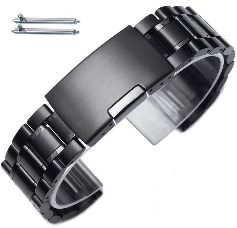Victorinox Swiss Army Compatible Steel Metal Bracelet Replacement Watch Band Strap PVD Black Push Button Clasp #5016