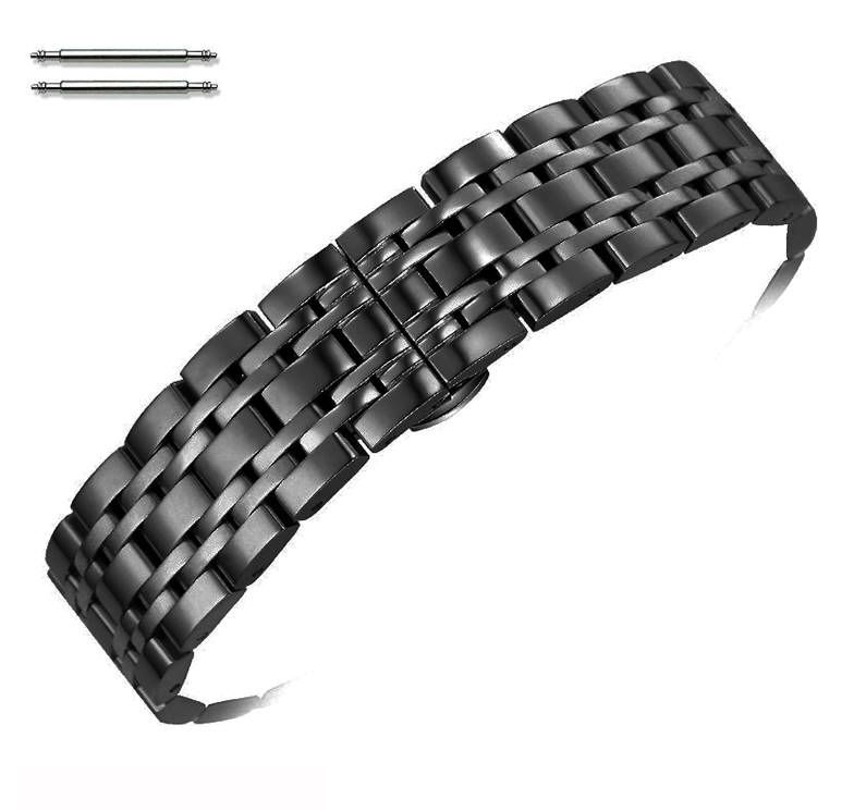 Victorinox Swiss Army Compatible Steel Polished Black Metal Replacement Watch Band Strap Butterfly Clasp #5056