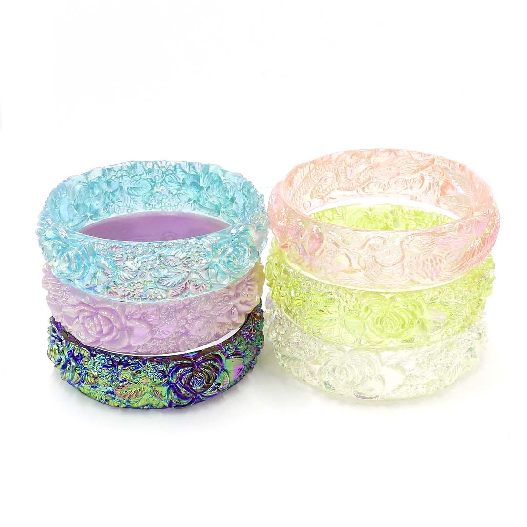 Vintage Plastic Molded Oil Slick Bangle Bracelets NOS - Pick Your Color