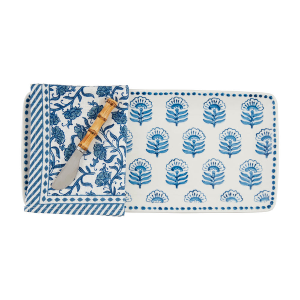 Mud Pie Block Print Tray and Towel Set