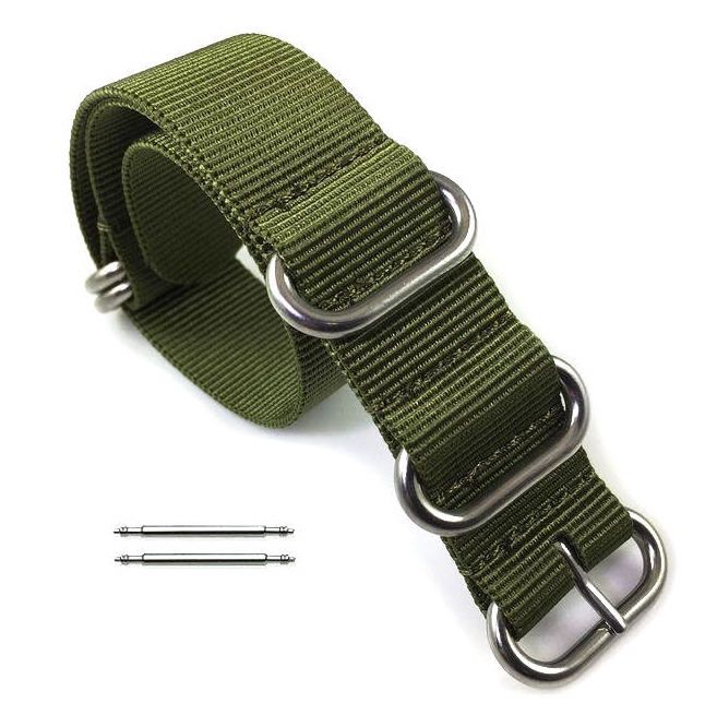 Wenger Compatible 5 Ring Ballistic Army Military Green Nylon Fabric Replacement Watch Band Strap #3015