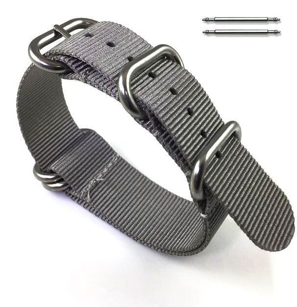 Wenger Compatible 5 Ring Ballistic Army Military Grey Nylon Fabric Replacement Watch Band Strap #3011