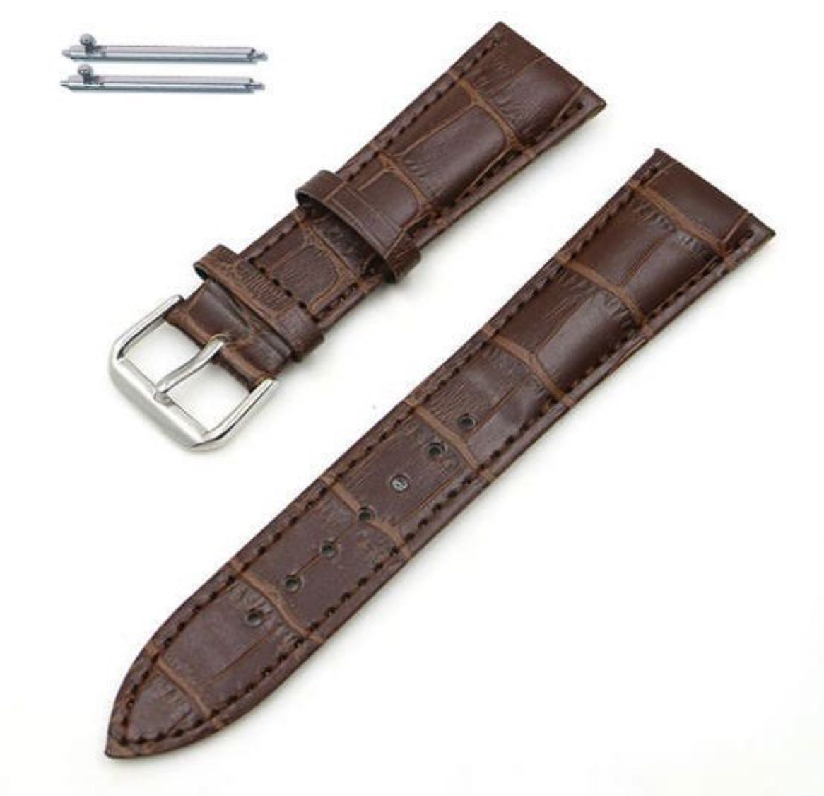 Wenger Compatible Brown Elegant Croco Genuine Leather Replacement Watch Band Strap Steel Buckle #1042