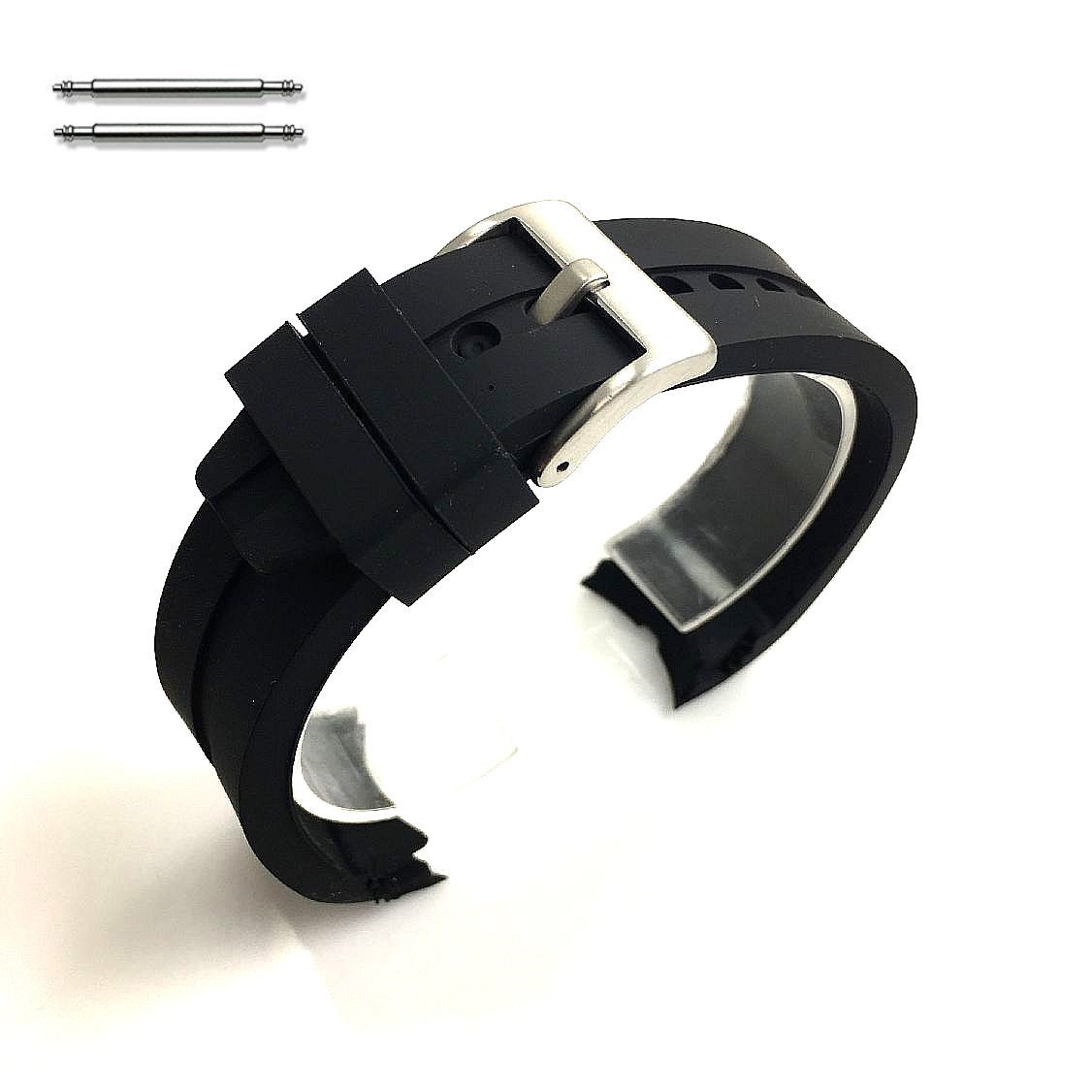 Wenger Compatible Curved End Rubber Silicone Replacement Watch Band Strap Steel Buckle #4511