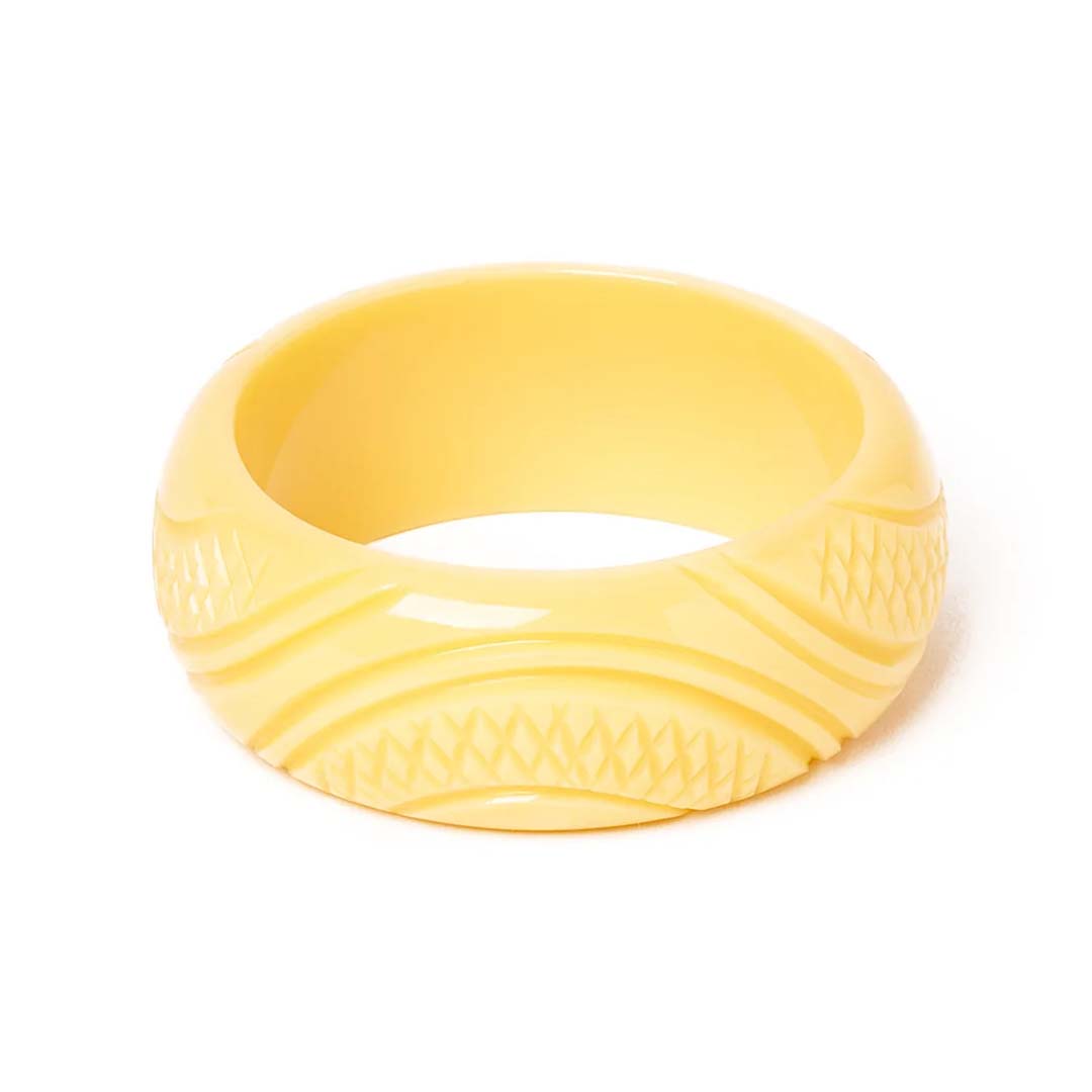 Wide Lemon Heavy Carved Bangle By Splendette