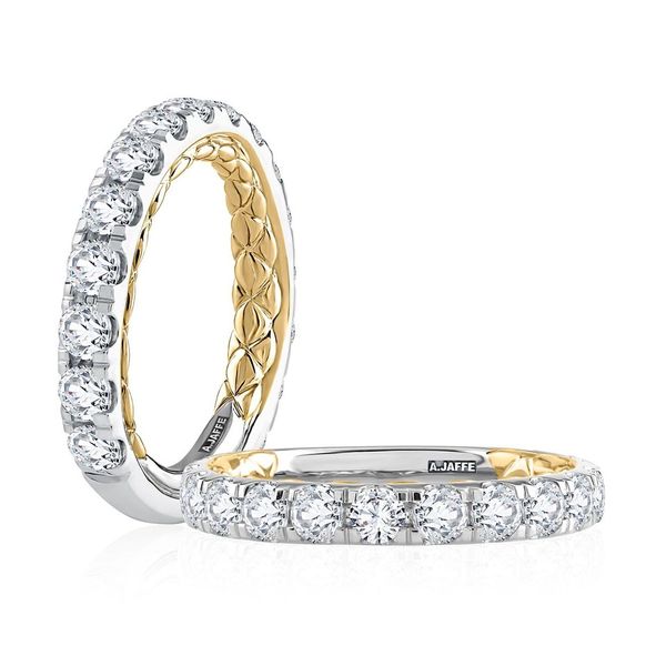 A.Jaffe Wedding Bands Two Tone Diamond Wedding Band with Signature A.JAFFE Quilts Interior MRCRD2348Q/160